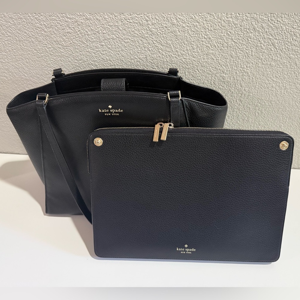 Kate Spade Brim Laptop Tote in Black Pebbled Leather - Picture 4 of 16